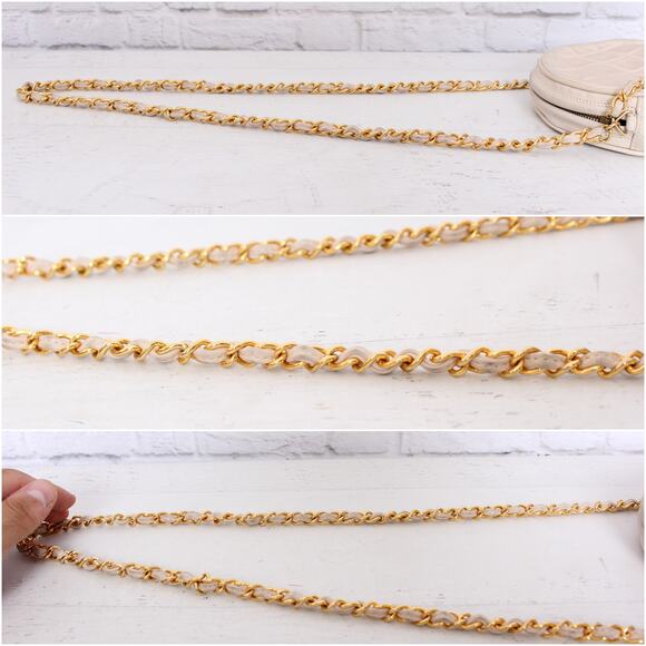 Chanel Round White Lambskin Leather Shoulder Bag Handbag Purse Gold A4934 - Picture 7 of 11